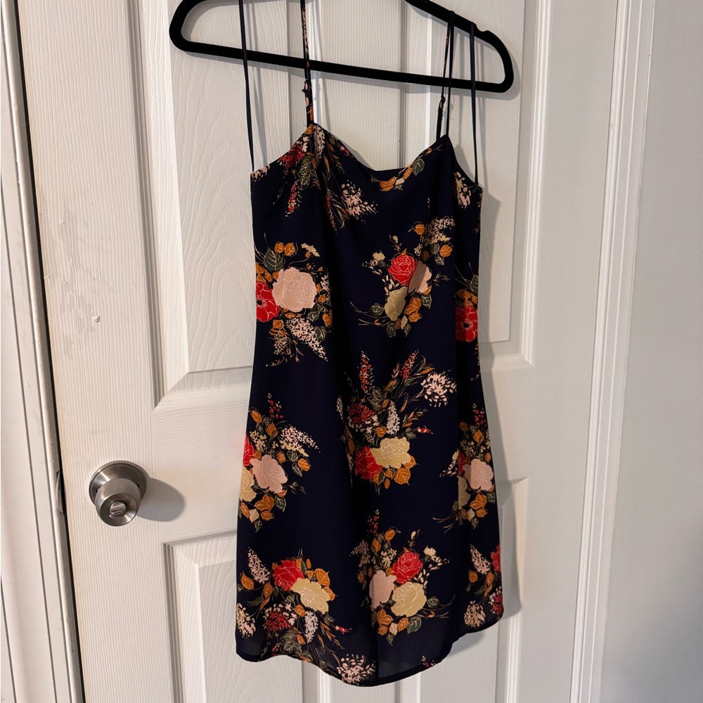 Dark Blue Floral Mini Dress